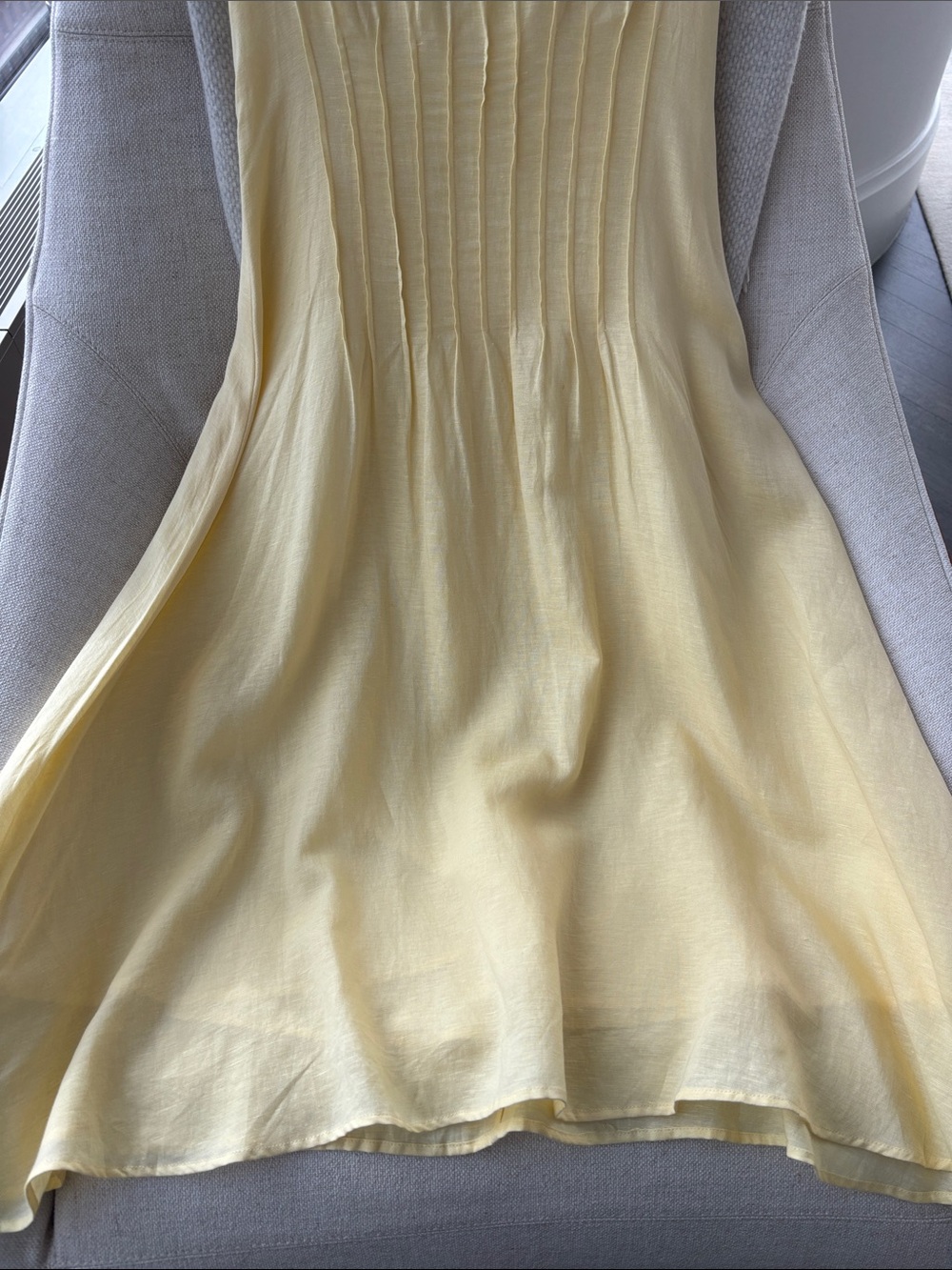 Elie Tahari French Vanilla Linen Blend Midi Dress Gathered Waist - Retail: $395 - Picture 4 of 7